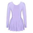 thumbnail image 4 of Mufeng Women Glossy Long Sleeve Gymnastics Ruffle Skirted Leotards Ballet Dance Workout Dresses Light Purple S, 4 of 7