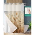 thumbnail image 2 of No Hook Shower Curtain with Snap in Liner, Reed Dandelion Retro Plant Grassland Hotel Shower Curtains for Bathroom, Washable Shower Curtain Liner Set with Mesh Top Window, 66"x72", 2 of 6