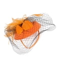 thumbnail image 3 of Fascinators Hats 20s 50s Hat Pillbox Hat Cocktail Tea Party Headwear with Veil for Girls and Women Orange, 3 of 4