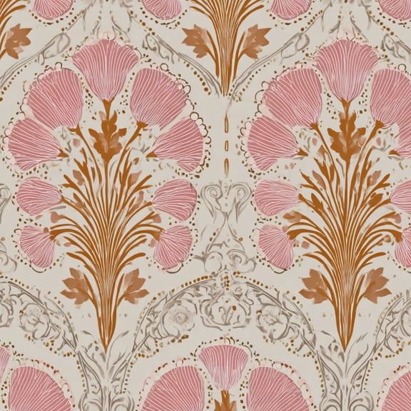 Peel and Stick Wallpaper Vintage Floral Pink Brown Tones Light Wall Mural 17.7in x 9.8ft Self Adhesive Removable Wall Paper Renter Friendly Wallpaper for Nursery Bedroom Cabinets