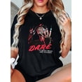 thumbnail image 1 of Women's Casual Round Neck Short Sleeve T-Shirt, Fashionable Zombie Graphic, Comfortable Summer Top, Polyester Knit, All-Season, Letter Print, Ladies Leisure Sportswear, 1 of 8