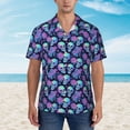 thumbnail image 2 of Pofeuu starry sky Skull flower Print Hawaiian Shirt for Men Sleeves Casual Button Down Summer Beach Dress Shirts T-Shirts,Small, 2 of 7