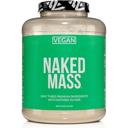 NAKED Vegan Mass - Natural Vegan Weight Gainer Protein Powder - 8Lb Bulk, GMO Free, Gluten Free, Soy Free & Dairy Free. No Artificial Ingredients - 1,230 Calories - 11 Servings