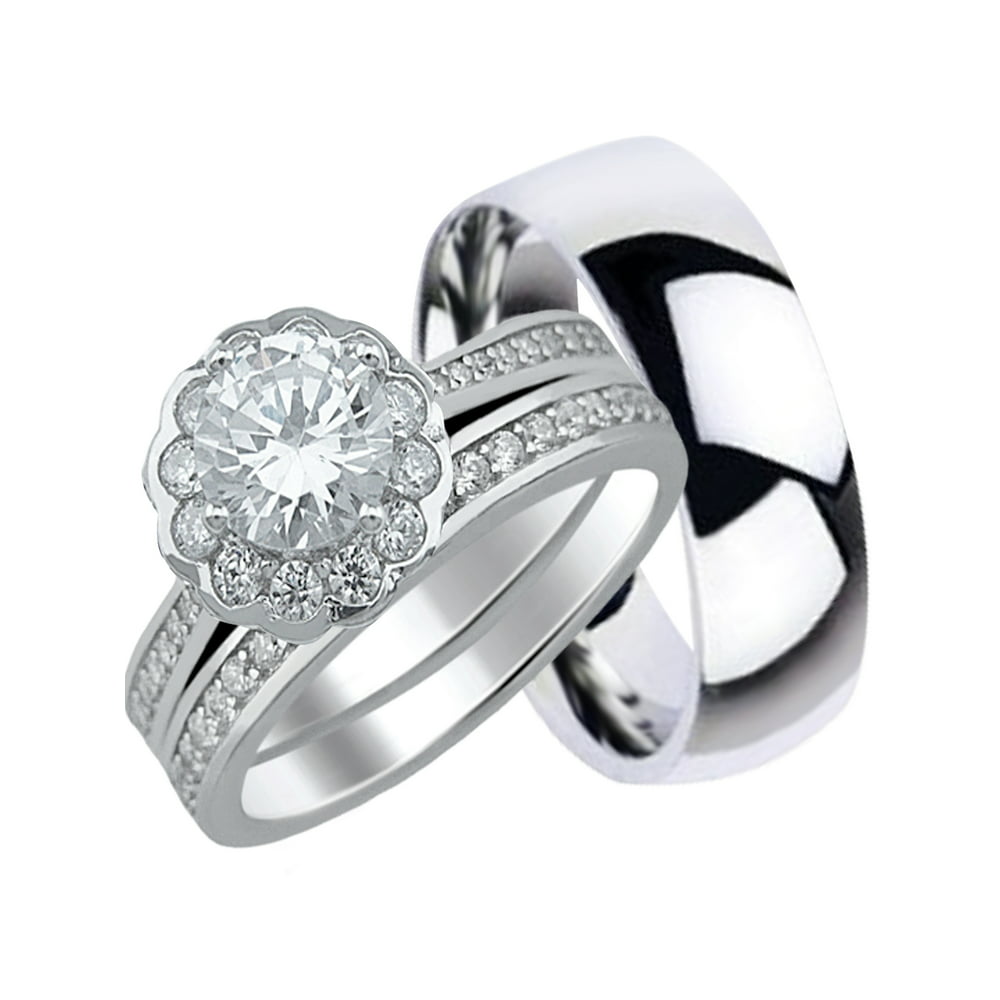 LaRaso & Co His and Hers Wedding Ring Set Sterling