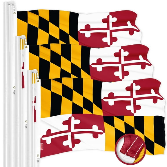 G128 3 Pack: Maryland MD State Flag | 3x5 Ft | ToughWeave Series Embroidered 300D Polyester | Embroidered Design, Indoor/Outdoor, Vibrant Colors, Brass Grommets