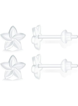 Plastic Post Earrings or Invisible Clip On Cute Flower Studs, 10mm – Pretty  Smart