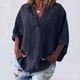 thumbnail image 2 of Vestidos Casuales Para Mujer, Blusas De Mujer De Moda Blusa informal de manga corta con solapa y cuello halter para mujer, color liso, con mangas 3/4, 2 of 5