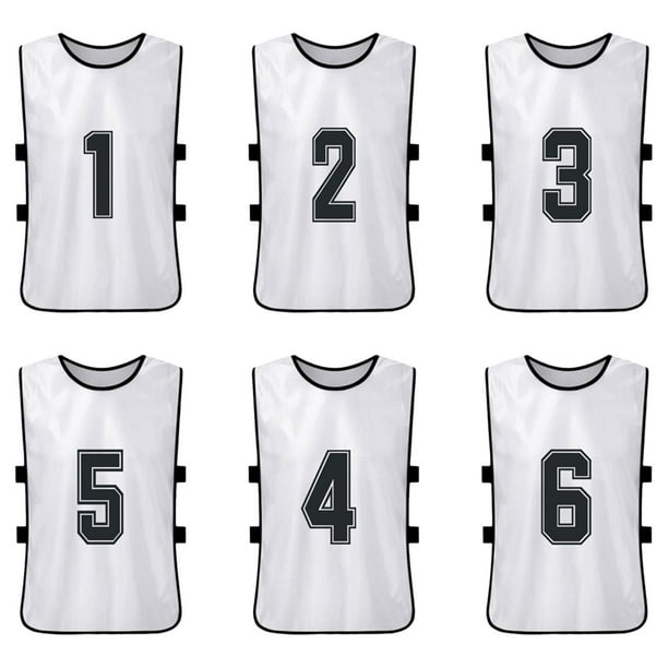 Machine Washable Sports Training Jerseys Bibs. Numbered Front and Back  Pinnies for Game Play. Comfortable Polyester Vests