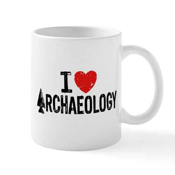 CafePress - I Love Archaeology Mug - 11 oz Ceramic Mug - Novelty Coffee Tea Cup