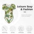 thumbnail image 6 of Haiem Green Hawaii Palms Women's Crew Neck Short Sleeve Bodysuit Tops Stretchy Slim Basic-Small, 6 of 9