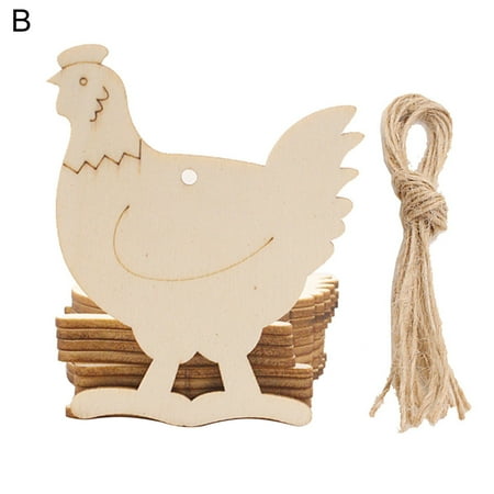 

1 Set Easter Hanging Pendant Convenient Fine Workmanship Wood Bunny Egg Chicken DIY Ornament for Festival