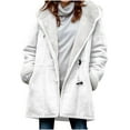 thumbnail image 2 of Fanxing Teen Girls Plus Size Suede Leather Coat Winter Warm Sherpa Fleece Lined Suede Hooded Parka Coats Mid Length Cozy Fuzzy Pea Coat White,XXXXL, 2 of 6