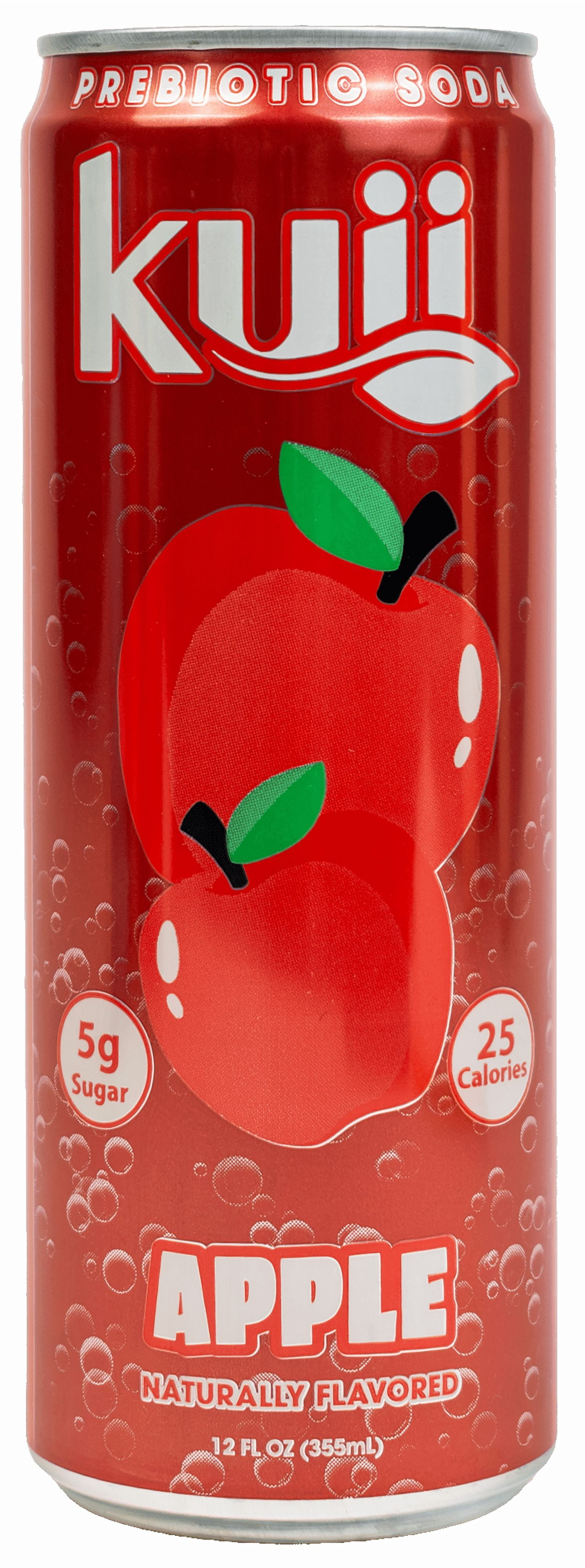 (12 pack) Kuii Prebiotic Soda, 12 fl oz, Single Aluminum Can, Apple