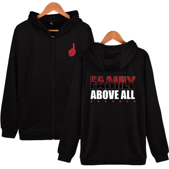 Roman Reigns Family Above All Printed Zipper Hooded Sweatshirt Casual Zip up Hoodies