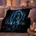 thumbnail image 6 of Dark Fantasy Panther Portal Glowing Blue Energy Ring, Festive Holiday Scene, Warm Flannel Blanket for Cabin and Lodge, Wildlife Lovers Christmas Gift, Festive Home Decor, 6 of 9