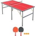 thumbnail image 1 of Portable Table Tennis Table - 6 x 3 FT Indoor Outdoor Ping Pong Set with Net Two Paddles and Three Balls, 1 of 7