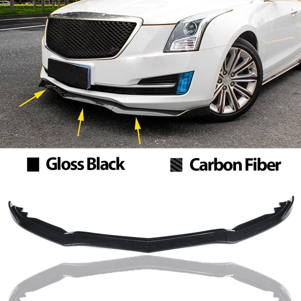 Carbon fiber 3 PCS Front Bumper Lip Cover Trim Compatible with Cadillac