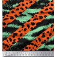 thumbnail image 1 of Soimoi Green Silk Fabric Leopard & Wild Animal Skin Printed Fabric 1 Yard 42 Inch Wide, 1 of 3