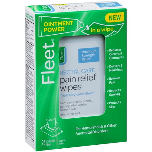 Fleet Rectal Care Pain Relief Wipes Triple Medication Relief 24 CT