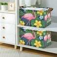 thumbnail image 2 of Yayeee Foldable Storage Basket for Shelves with Handles Set of 2 Waterproof Cloth Bins, Pink Flamingo Pattern, 2 of 7