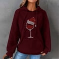 thumbnail image 3 of Gytharion Christmas Sweatshirts for Women Winter Christmas Wine Glass Graphic Pullover Hoodie Funny Casual Waffle Long Sleeved Rhinestones Xmas Hooded Sweatshirt, 3 of 5