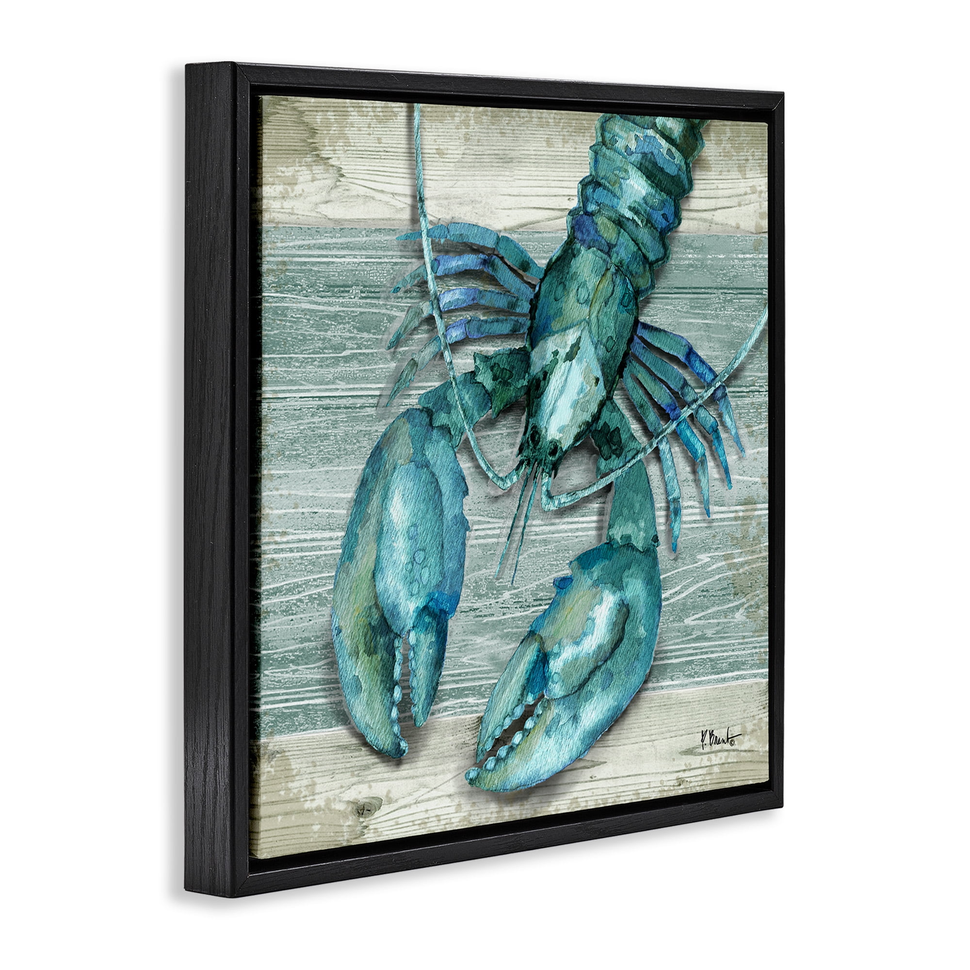 Stupell Industries Northpoint Lobster Rustic Sealife Animals & Insects Painting Black Floater Framed Canvas Art Print Wall Art, 18 x 18