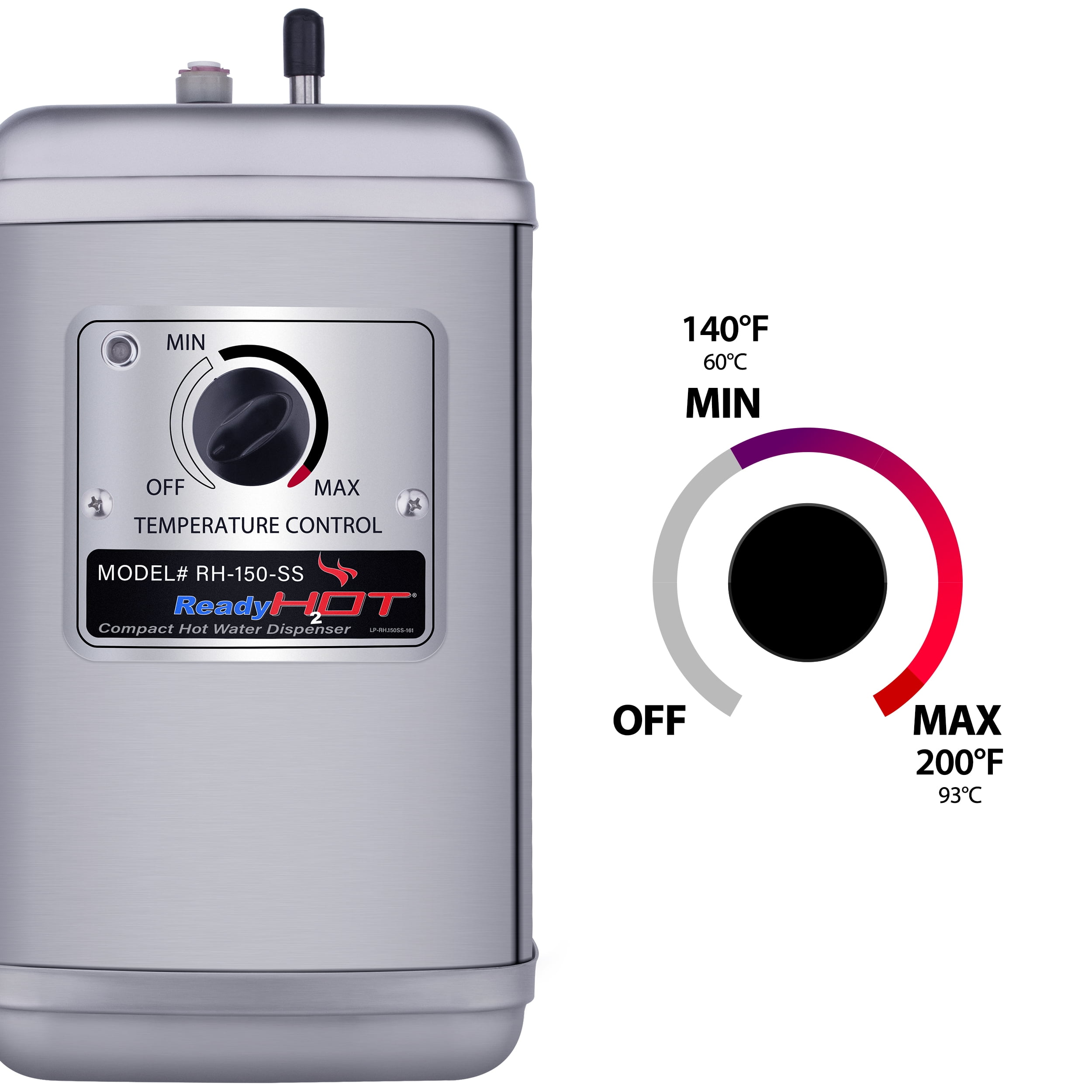 Ready Hot Compact Kitchen Hot Water Dispenser with Chrome Dual Handle Faucet 41-RH-150-F570-CH
