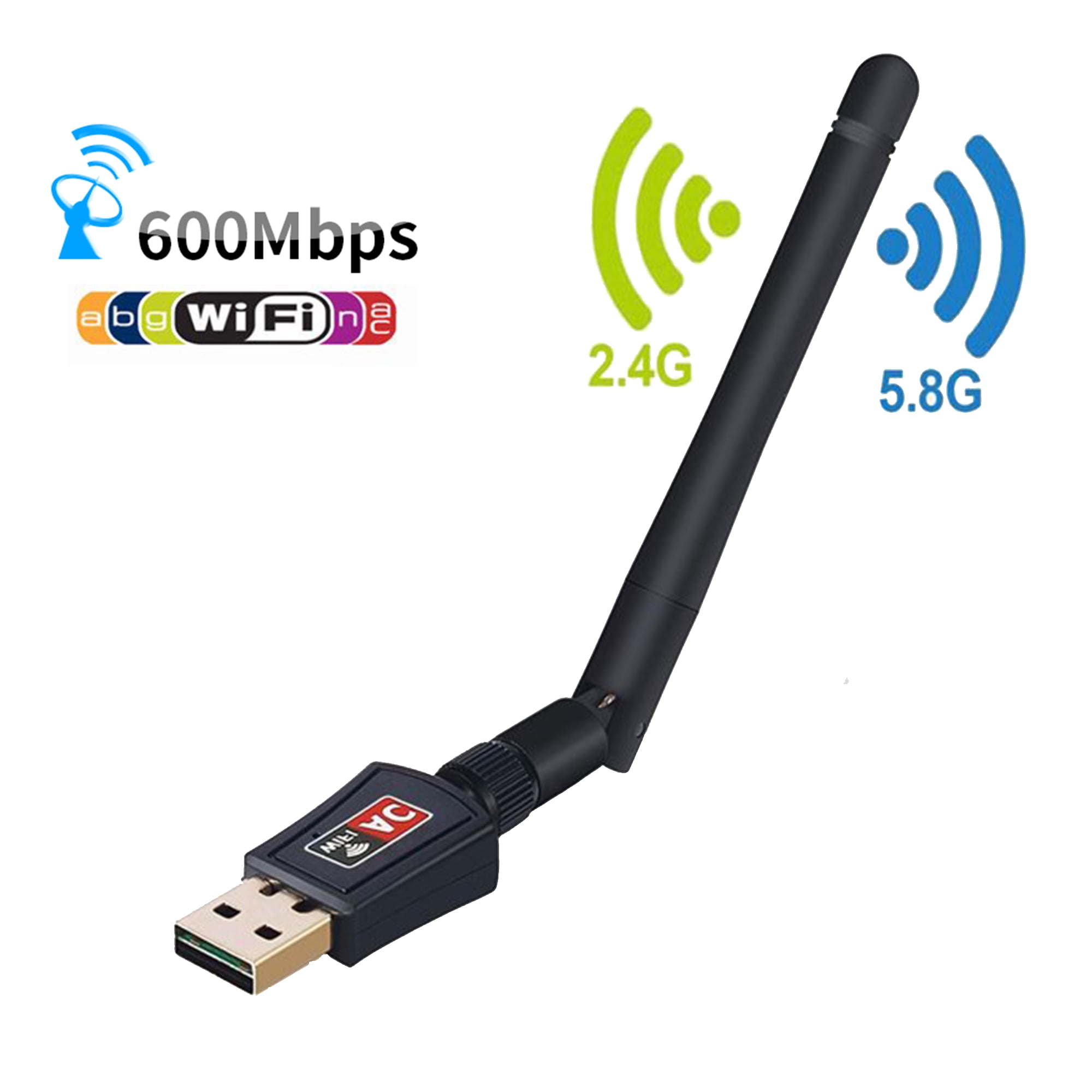buket Uganda Om indstilling WSKY USB Wifi Adapter - 600 Mbps 5.8GHz/2.4GHz with Antenna Wireless  Network Dongle for PC Laptop - Walmart.com