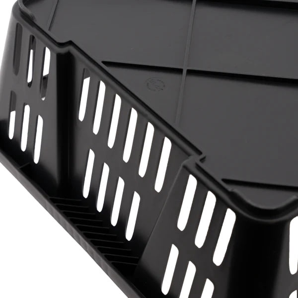 Transport Coop for Quail & Pigeons, Plastic Poultry Carrier Crate, Black, Ventilated Locking Lid, Stackable Lightweight Bird Transport Box