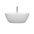 thumbnail image 2 of Juno 59 Inch Freestanding Bathtub in Matte White with Polished Chrome Trim and Floor Mounted Faucet in Brushed Gold, 2 of 5