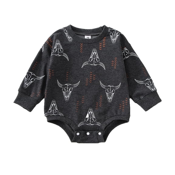 Bagilaanoe Newborn Baby Boy Oversized Romper Sweatshirt Long Sleeve Bodysuit Bull Head Print Pullover 3M 6M 12M 18M 24M Fall Tops Tee