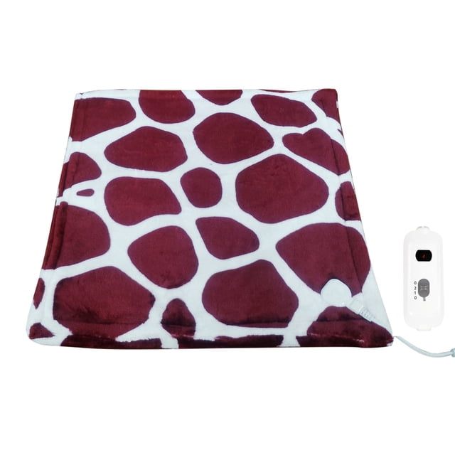 Cxui Electric Heated Flannel Blanket, Small Warming Pad for Office Chair Knee Lap, Soft Heated Throw with High/Low Settings, Overheat Protection (1Pcs) Red