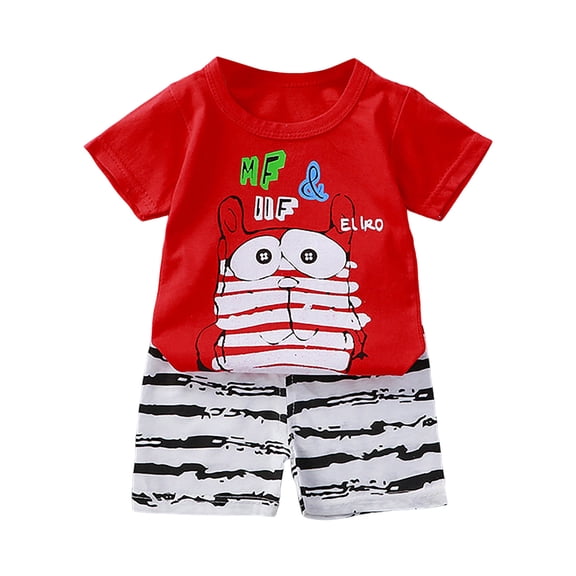 UAYOTSE Toddler Baby Boys Summer Outfits Short Sleeve Cartoon Print T-Shirt Tops & Shorts Sets 2Pcs Baby Boys Summer Clothes For 1t 2t 3t 4t 5t 6t,Sizes 18-24 Months