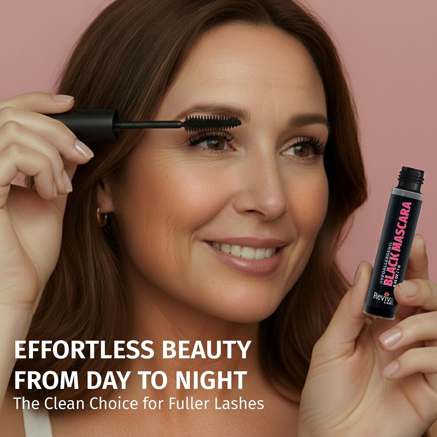Reviva Labs Black Hypoallergenic Mascara for Sensitive Eyes and Older Women - .25 oz each (3-Pack)