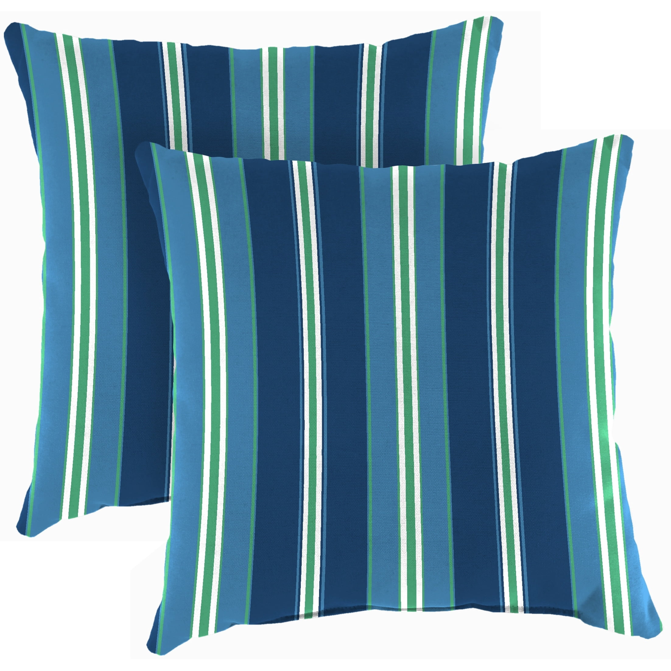 Jordan Manufacturing 18" x 18" Blue Stripe Outdoor Throw Pillow (Set of 2) - 18'' L x 18'' W x 4'' H