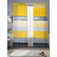 thumbnail image 2 of Gray Yellow Brush Sheer Curtains for Living Room Bedroom, Light-filtering Sheer Curtain, Strip Geometric Rod Pocket Voile Window Treatment Drapes, 52’’Wx84’’L, 2 Panels Set, 2 of 7