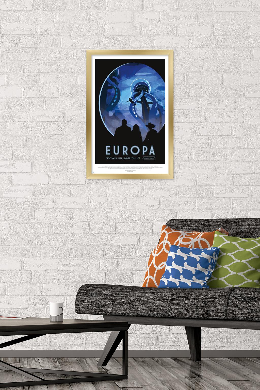 NASA - Europa Travel Poster Wall Poster, 14.725" x 22.375" Framed