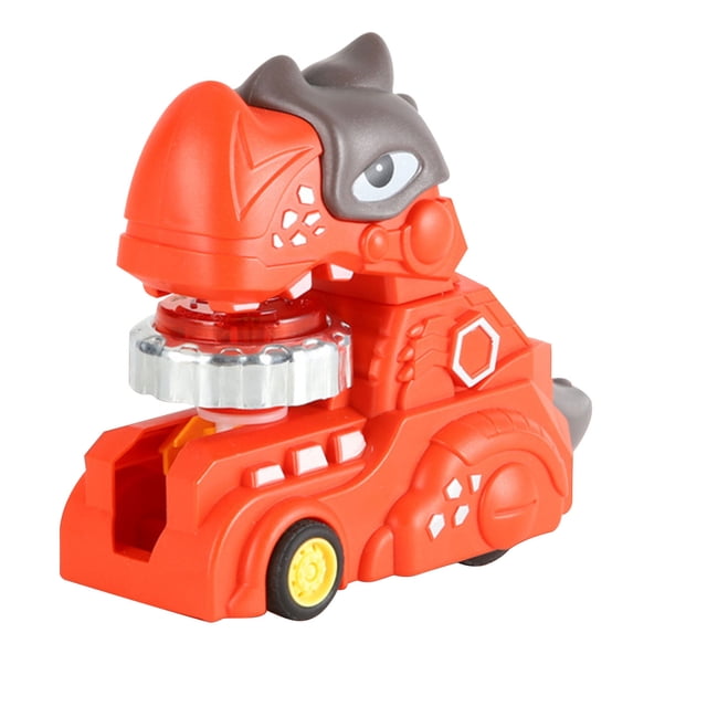 Red Battle Top Game With Dinosaur Vehicle That Powers Gyro By Sliding On Ground