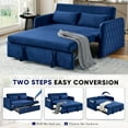 thumbnail image 5 of Lunale Convertible Futon Sofa Bed for Living Room, Modern Upholstered Loveseat Sleeper in Blue, 5 of 9