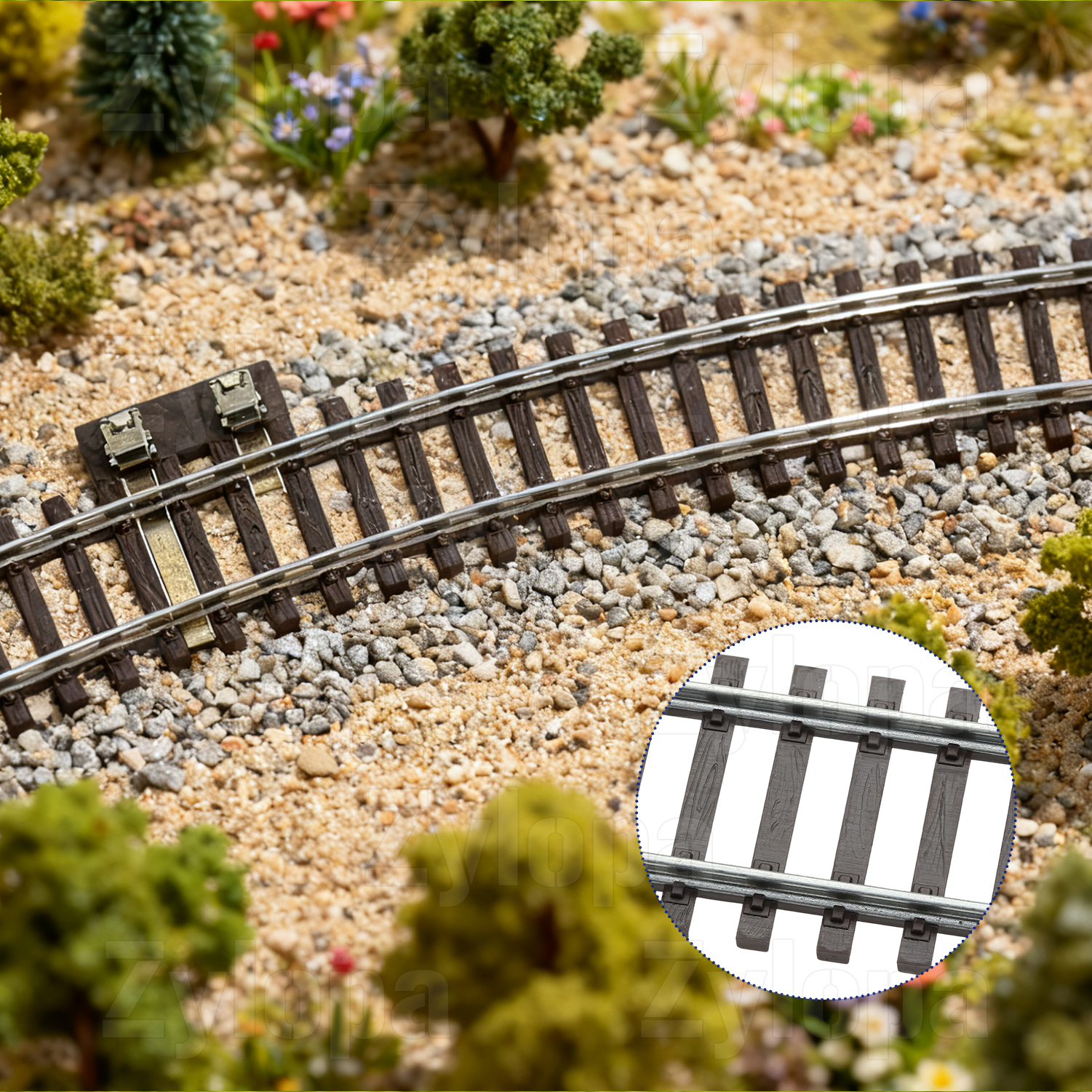 Zylopa HO Scale Nickel Silver Track with Wood Ties – Set of 4 Realistic Model Railroad Tracks-R3-1 66603