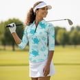 thumbnail image 4 of Uorisanigo Sea Turtle Women's Golf Shirt Soft Polyester Spandex Fabric Women's 3/4 Sleeve Athletic Golf Shirts Comfortable Zip Up Collar Tennis Tops Fashionable Outing Wear Size 2XL, 4 of 7