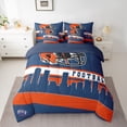 thumbnail image 2 of Homewish Football Sport Game 7-Piece Bedding Comforter Set,Rugby City King Bedding Sets,Orange Deepblue Bed Sheets For Kids,Luxury Bedroom Decor Reversible, 2 of 8
