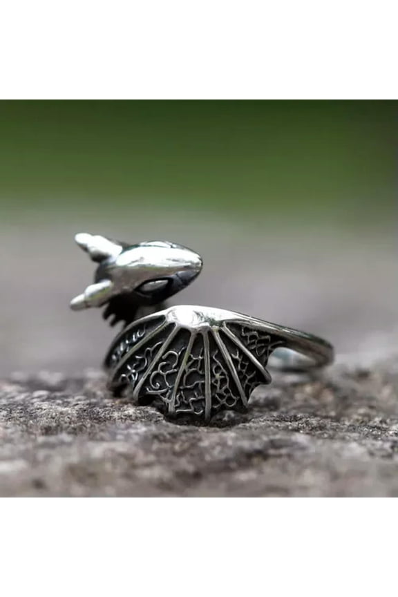 Night Fury Stainless Steel Vintage Viking Movie Rune Ring Band for Men Women-7
