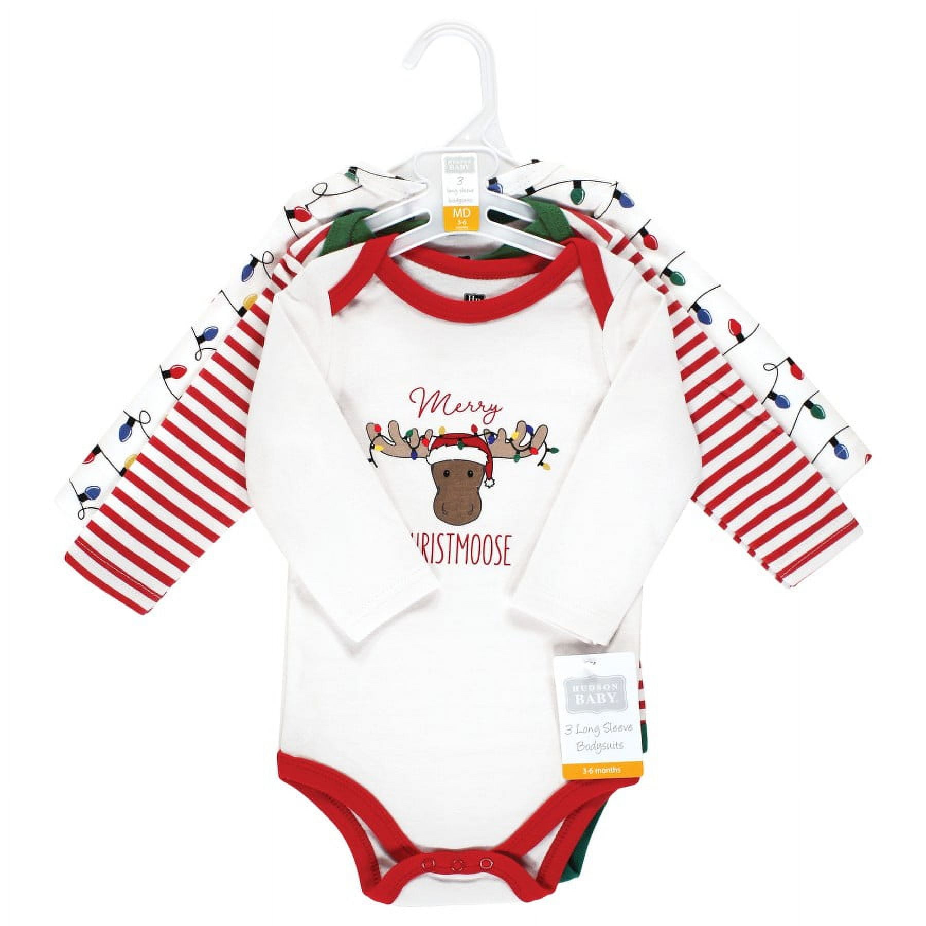 Hudson Baby Cotton Long-Sleeve Bodysuits, 3- Pack, Newborn- 24 Months