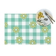 thumbnail image 4 of LNWH Green Plaid Floral Pattern Placemats, 6 PCS Heat Resistant Washable PVC Table Mats, 18"x12", 4 of 6