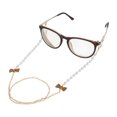 thumbnail image 2 of Unique Bargains 1 Pcs Mask Lanyard Eyeglasses Chain Bowknot Pearl Eyeglass Chain 27.56" Brown Gold Tone, 2 of 5