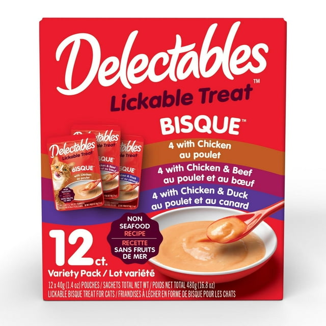Delectables Non Seafood Bisque Wet Cat Treats Variety 12 Pack