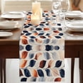thumbnail image 3 of Navy Blue Burnt Orange Botanical 108 Inch Table Runner, Vintage Leaves Farmhouse Dresser Scarf Cotton & Linen Tablerunner for Dining/Kitchen Island/Holiday Party Décor 13" x 108", 3 of 9