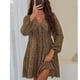 thumbnail image 3 of Vestido Con Estampado De Leopardo Para Mujer, Manga Larga, Busto Plisado, Cuello En V, Puños Ajustados, Vestido Con Estampado De Leopardo, Poliéster Suave Para Vacaciones ANGGREK Otros, 3 of 7