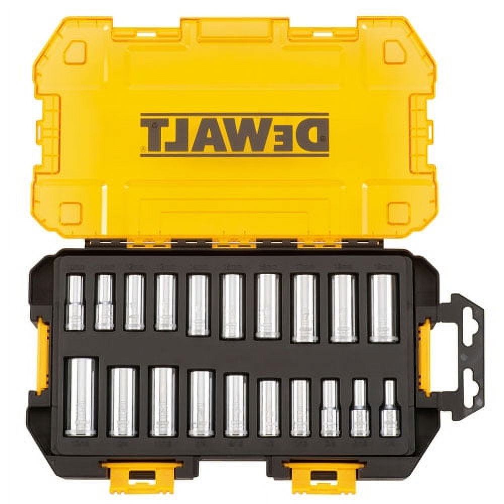 DEWALT Tough Box Tool Kit, 3/8" Deep Drive Socket Set